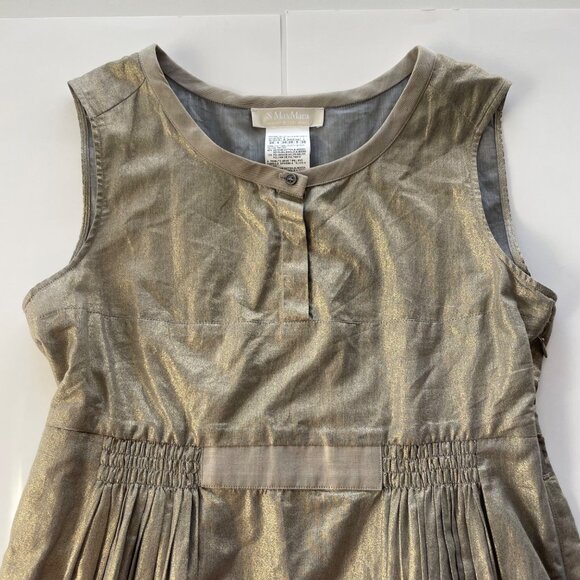 S Max Mara Easy Living Sleeveless Midi Metallic Dress Sz 4 Boho Chic‎ Minimalist - Picture 5 of 15
